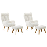 Oikiture 2X 360 Swivel Recliner Armchair Lounge with Stool Sherpa - Front View