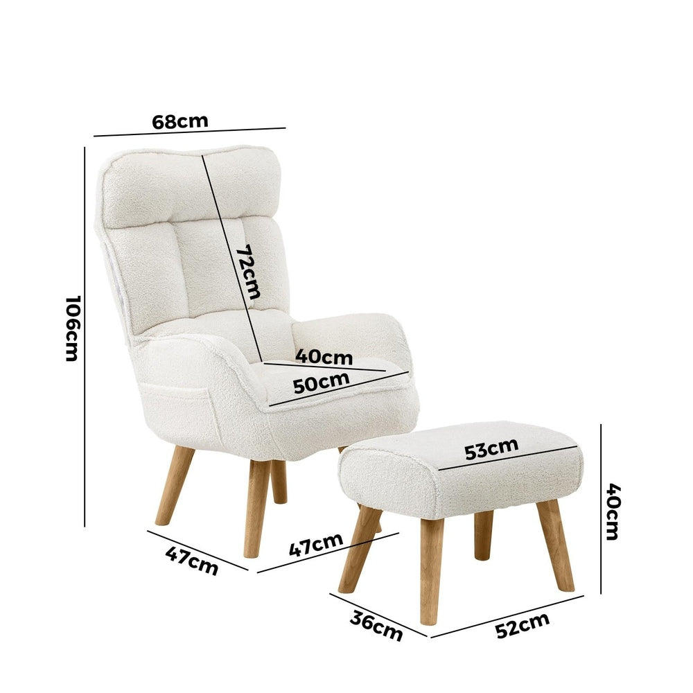 Oikiture 3X 360 Swivel Recliner Armchair Lounge with Stool Sherpa