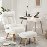 Oikiture 3X 360 Swivel Recliner Armchair Lounge with Stool Sherpa - Rear View