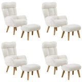 Oikiture 4X 360 Swivel Recliner Armchair Lounge with Stool Sherpa