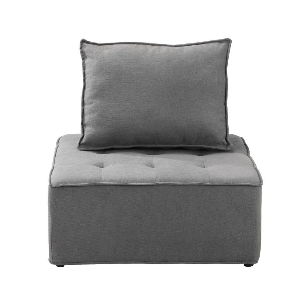 Oikiture Armless Sofa with Adjustable Back Modular Grey