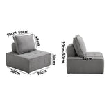 Oikiture Armless Sofa with Adjustable Back Modular Grey