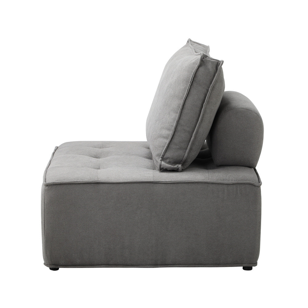 Oikiture Armless Sofa with Adjustable Back Modular Grey