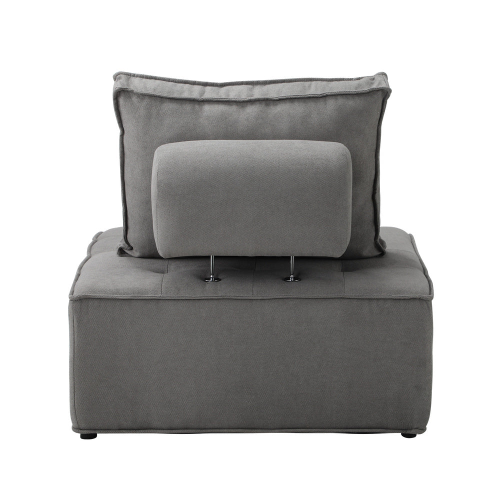 Oikiture Armless Sofa with Adjustable Back Modular Grey