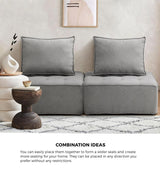 Oikiture Armless Sofa with Adjustable Back Modular Grey