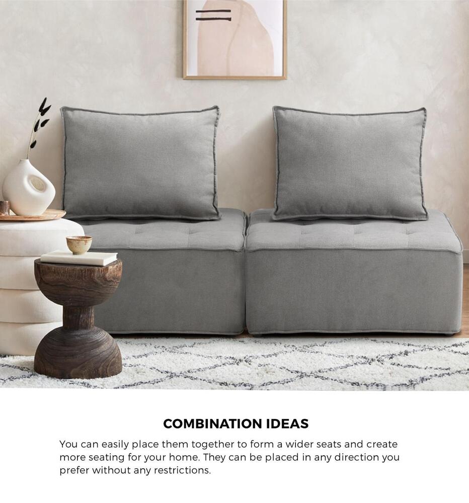 Oikiture Armless Sofa with Adjustable Back Modular Grey