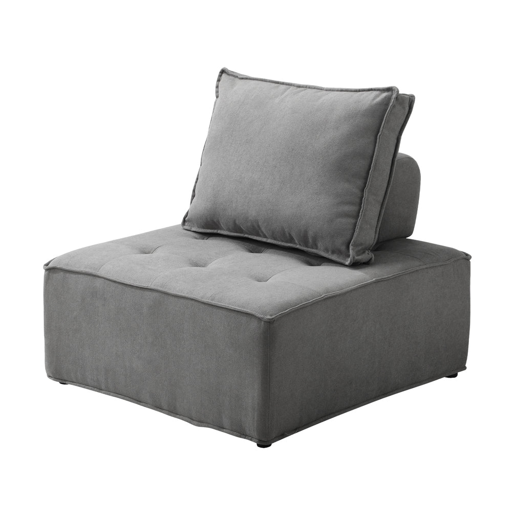 Oikiture 3PCS Modular Armless Sofa Linen Grey
