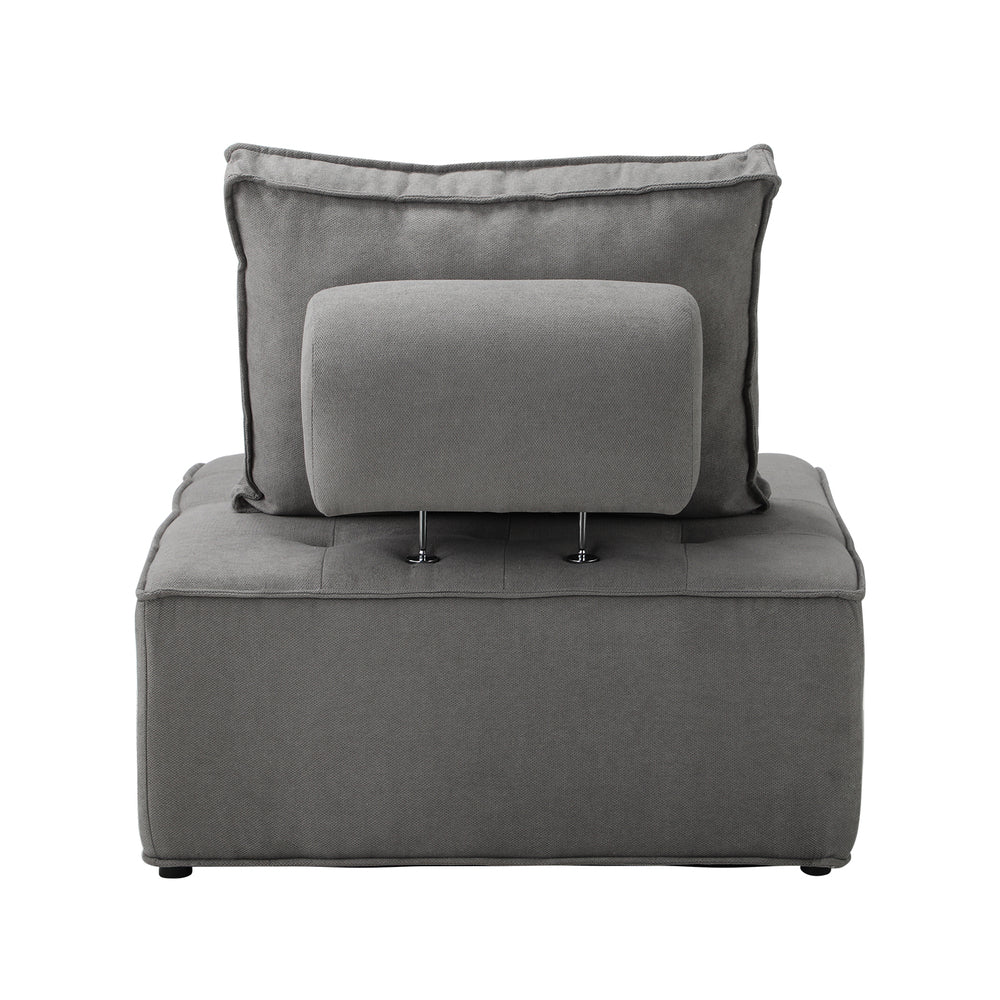 Oikiture 3PCS Modular Armless Sofa Linen Grey
