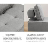 Oikiture 3PCS Modular Armless Sofa Linen Grey - Front View