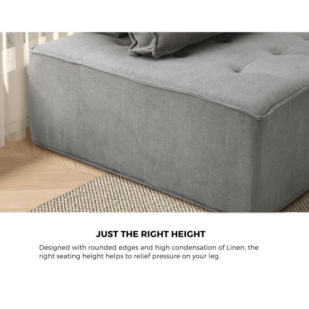 Oikiture 3PCS Modular Armless Sofa Linen Grey