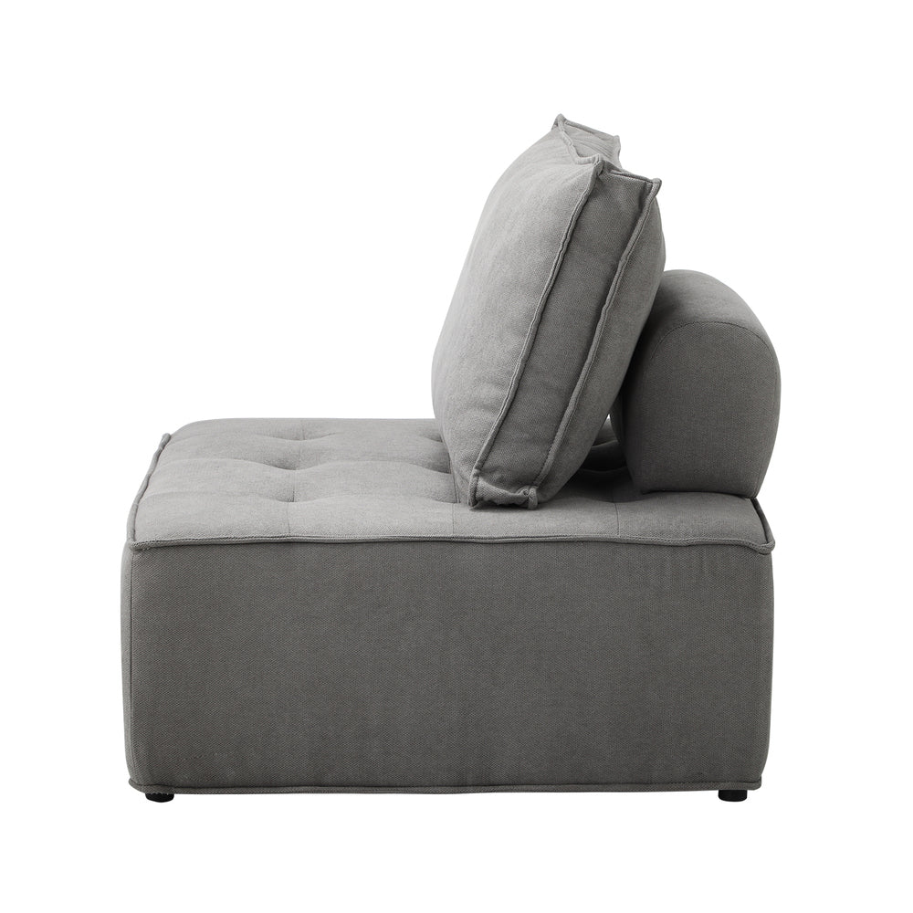Oikiture 4PCS Modular Armless Sofa Linen Grey