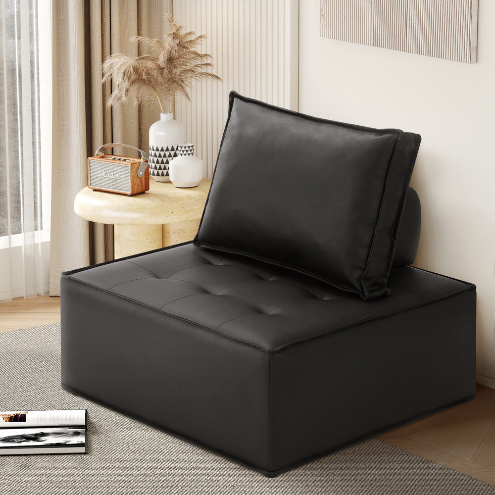 Oikiture Pu Leather Sofa Couch Black