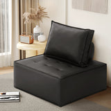 Oikiture Pu Leather Sofa Couch Black - Top-Down View