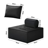 Oikiture Pu Leather Sofa Couch Black - 45-Degree Angle