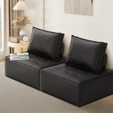 Oikiture 2pcs Pu Leather Sofa Couch Black - Top-Down View