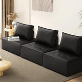 Oikiture 3pcs Pu Leather Sofa Couch Black - 45-Degree Angle
