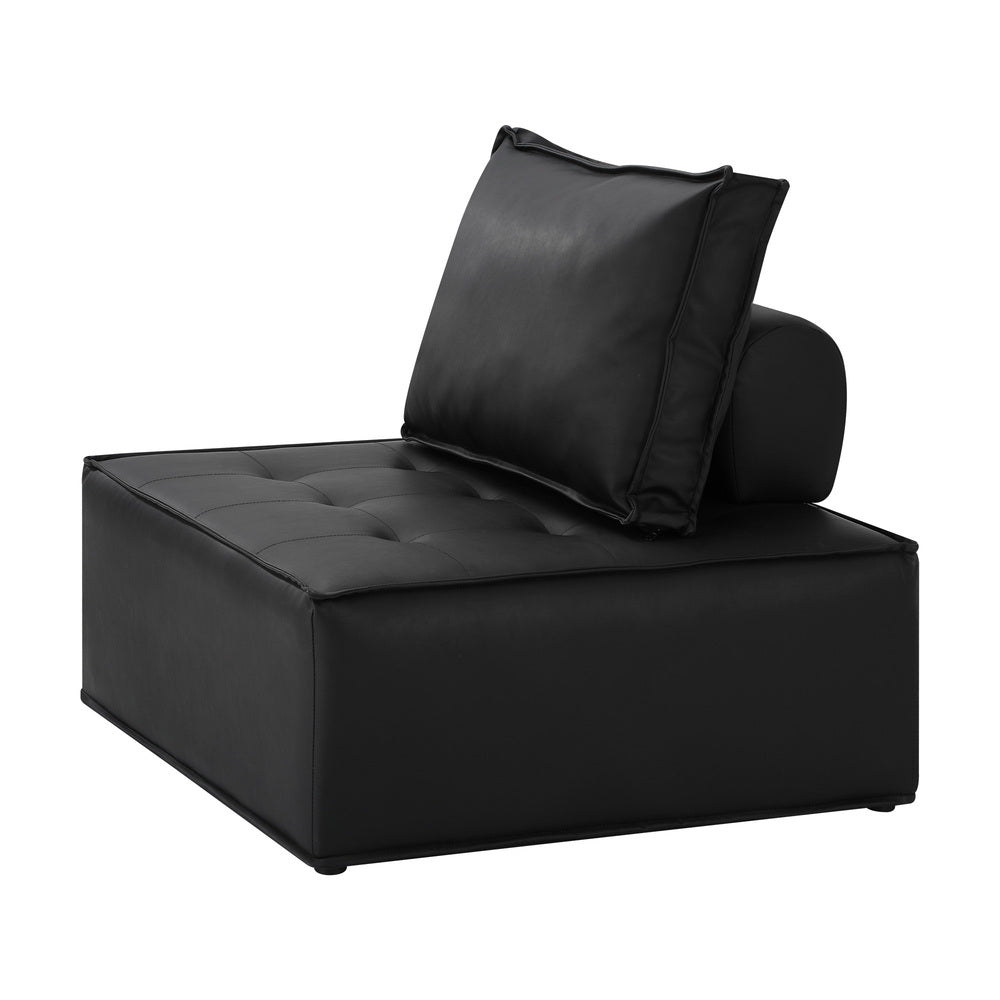 Oikiture 3pcs Pu Leather Sofa Couch Black