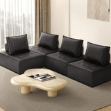 Oikiture 4pcs Pu Leather Sofa Couch Black - Side View