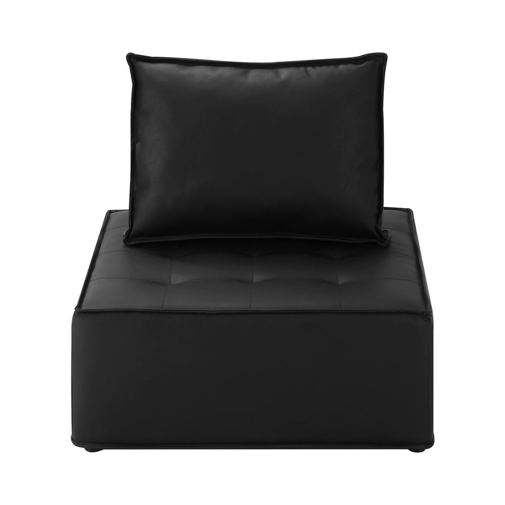 Oikiture 4pcs Pu Leather Sofa Couch Black