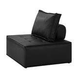 Oikiture 4pcs Pu Leather Sofa Couch Black - Close-Up Angle