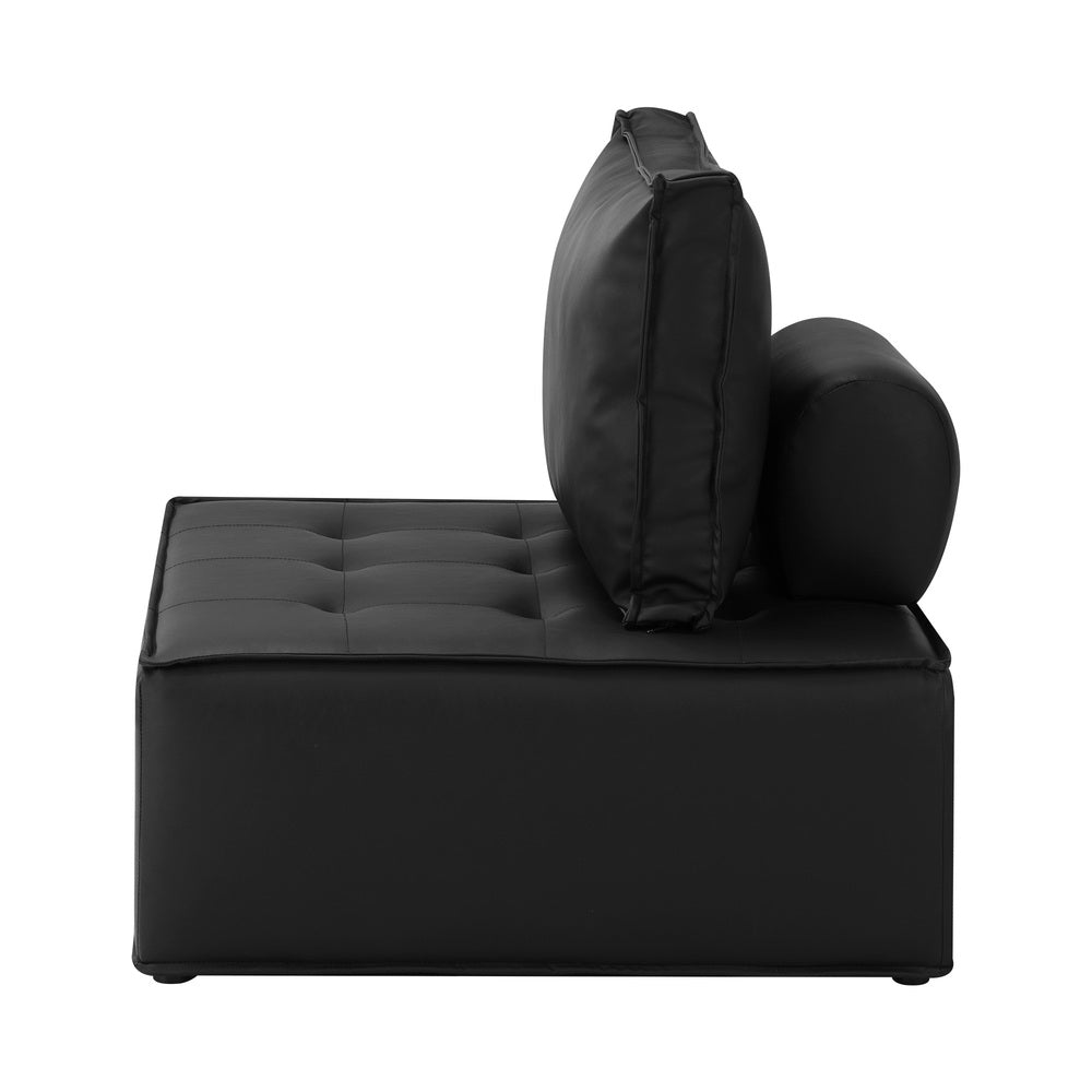 Oikiture 4pcs Pu Leather Sofa Couch Black