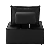 Oikiture 4pcs Pu Leather Sofa Couch Black - Rear View