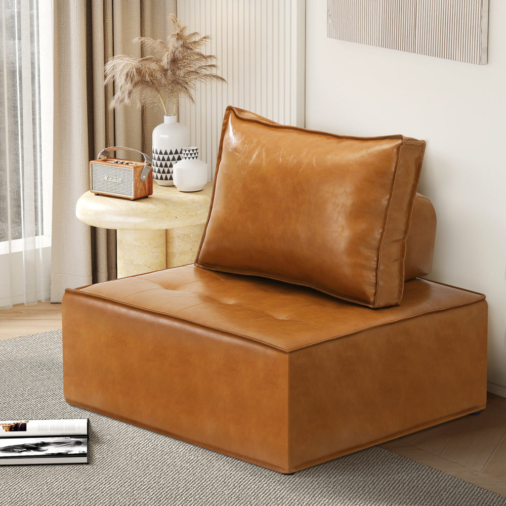 Oikiture Pu Leather Sofa Couch Brown