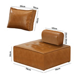 Oikiture Pu Leather Sofa Couch Brown - Close-Up Angle