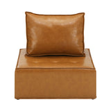 Oikiture 2pcs Pu Leather Sofa Couch Brown - Top-Down View