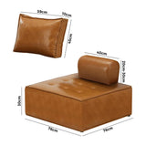 Oikiture 2pcs Pu Leather Sofa Couch Brown - Rear View