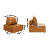 Oikiture 3pcs Pu Leather Sofa Couch Brown - Rear View