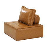 Oikiture 3pcs Pu Leather Sofa Couch Brown - Close-Up Angle