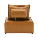 Oikiture 3pcs Pu Leather Sofa Couch Brown - 45-Degree Angle