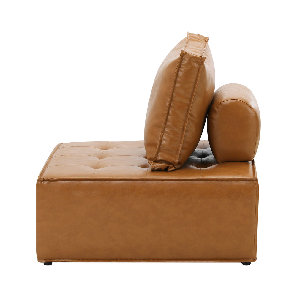 Oikiture 4pcs Pu Leather Sofa Couch Brown