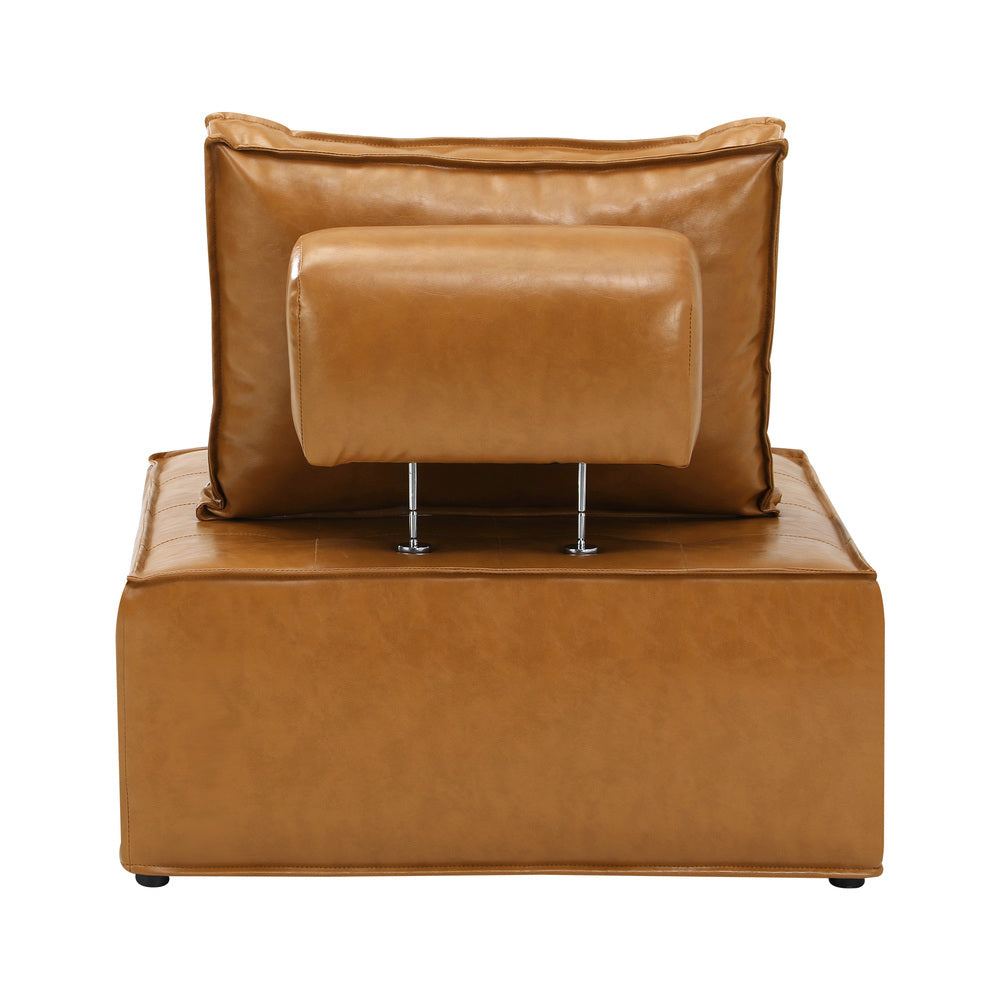 Oikiture 4pcs Pu Leather Sofa Couch Brown