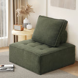 Oikiture 1PC Modular Sofa Lounge Chair Armless Sherpa Green - Front View