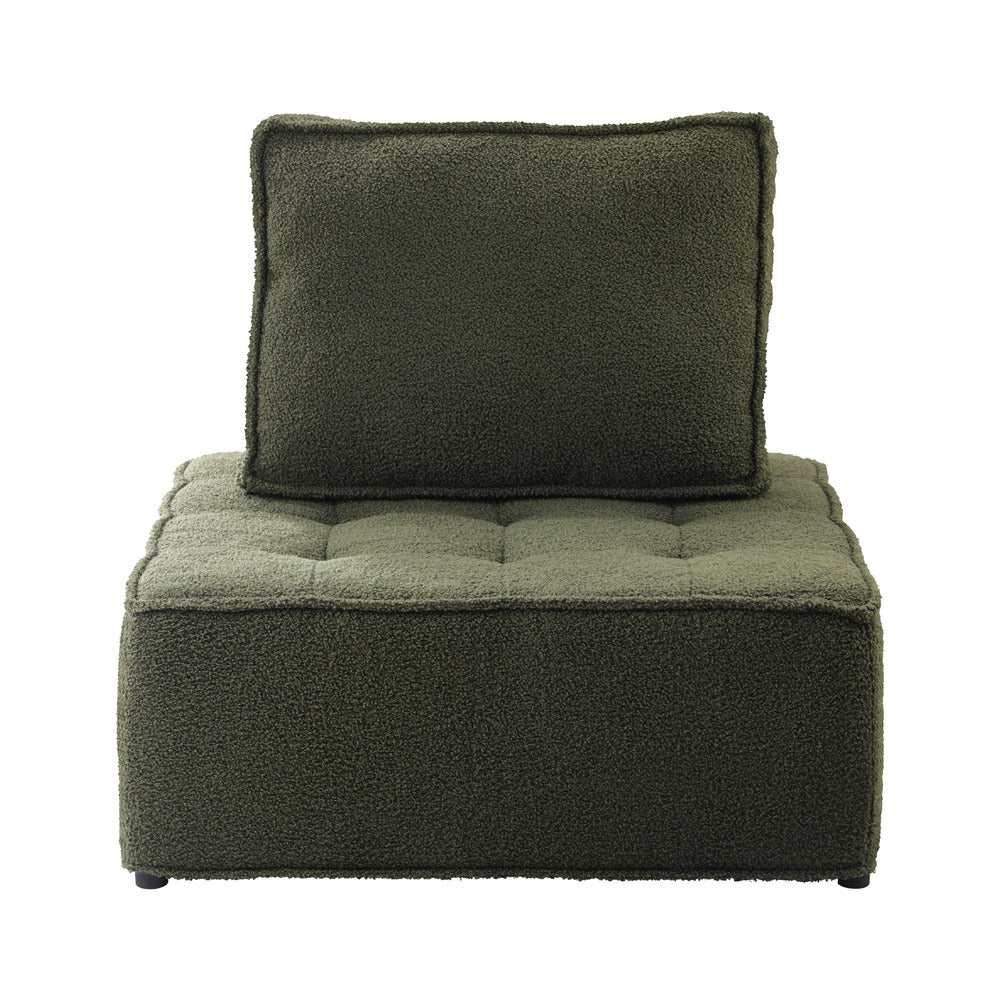 Oikiture 1PC Modular Sofa Lounge Chair Armless Sherpa Green