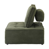 Oikiture 1PC Modular Sofa Lounge Chair Armless Sherpa Green - Close-Up Angle