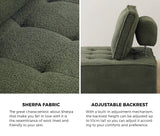 Oikiture 1PC Modular Sofa Lounge Chair Armless Sherpa Green - 45-Degree Angle