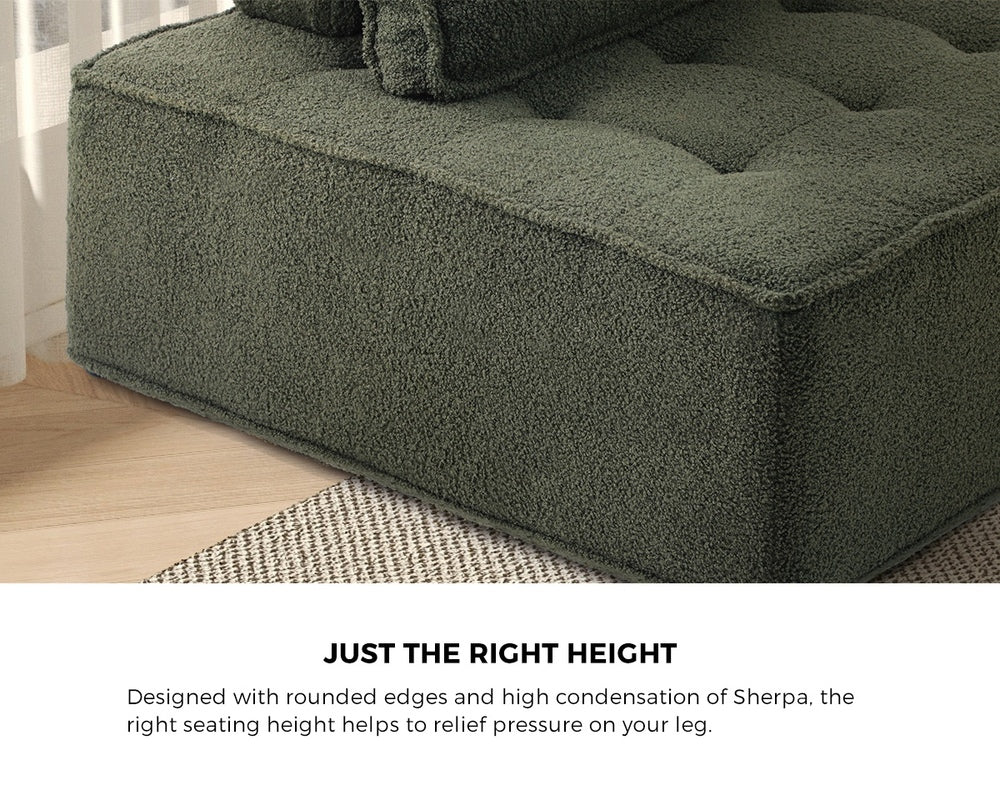Oikiture 1PC Modular Sofa Lounge Chair Armless Sherpa Green