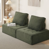 Oikiture 2PCS Modular Sofa Lounge Chair Armless Sherpa Green - Rear View
