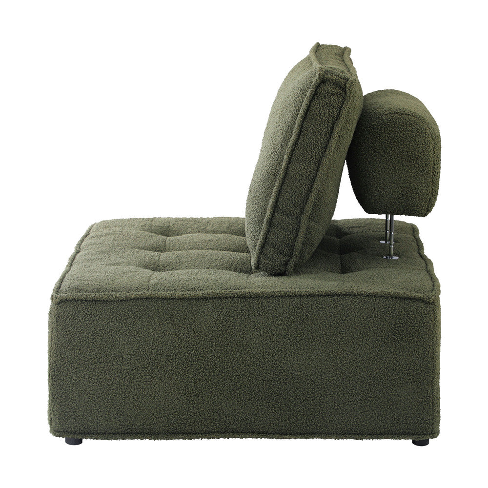 Oikiture 2PCS Modular Sofa Lounge Chair Armless Sherpa Green