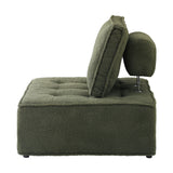 Oikiture 2PCS Modular Sofa Lounge Chair Armless Sherpa Green - 45-Degree Angle