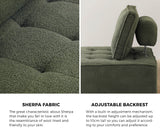 Oikiture 3PCS Modular Sofa Lounge Chair Armless Sherpa Green - Front View