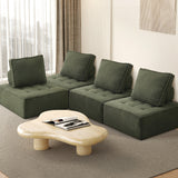 Oikiture 4PCS Modular Sofa Lounge Chair Armless Sherpa Green