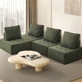 Oikiture 4PCS Modular Sofa Lounge Chair Armless Sherpa Green - Close-Up Angle