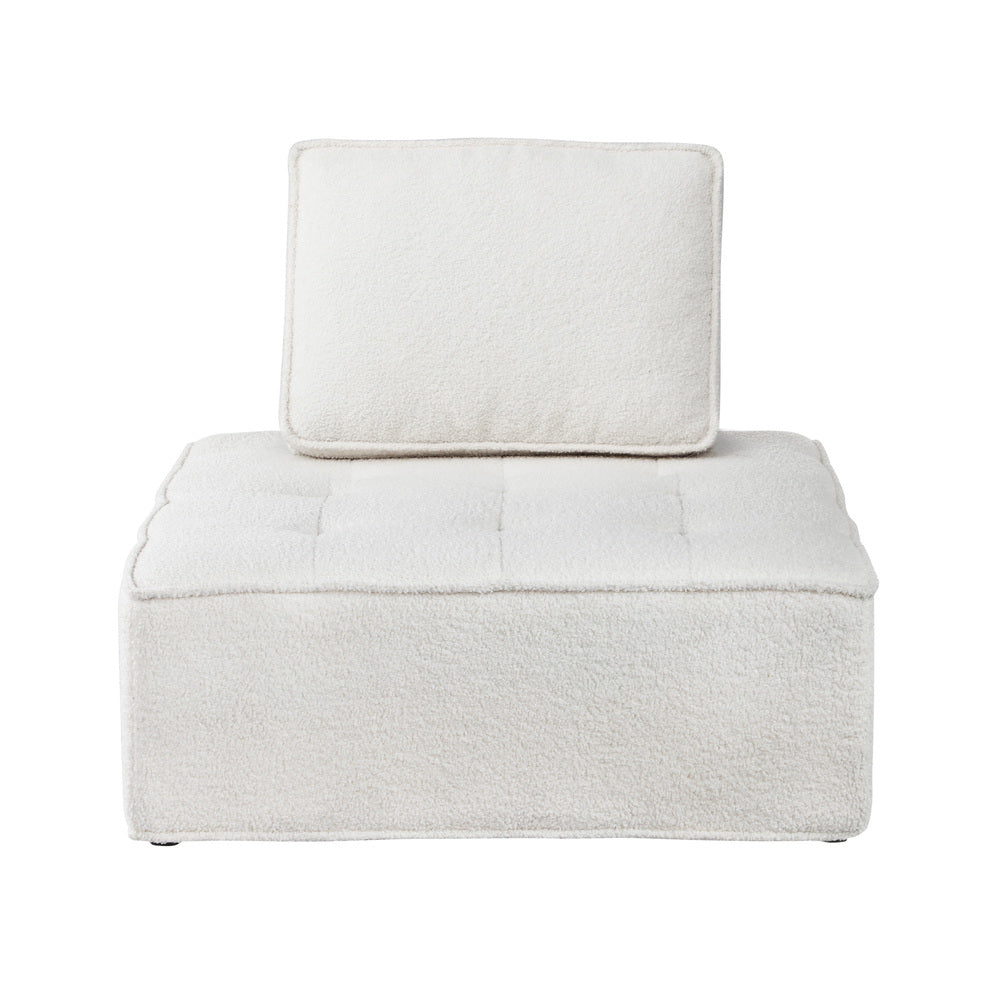 Oikiture Modular Armless Sofa Adjustable Back Sherpa White