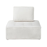 Oikiture Modular Armless Sofa Adjustable Back Sherpa White - Close-Up Angle