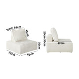 Oikiture Modular Armless Sofa Adjustable Back Sherpa White - Low Angle