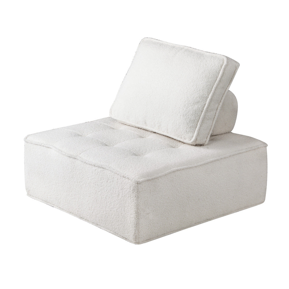 Oikiture Modular Armless Sofa Adjustable Back Sherpa White